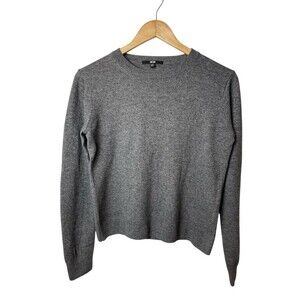 UNIQLO 100% Cashmere Sweater Women's Small Gray Crewneck Soft Knit Pullover Cozy